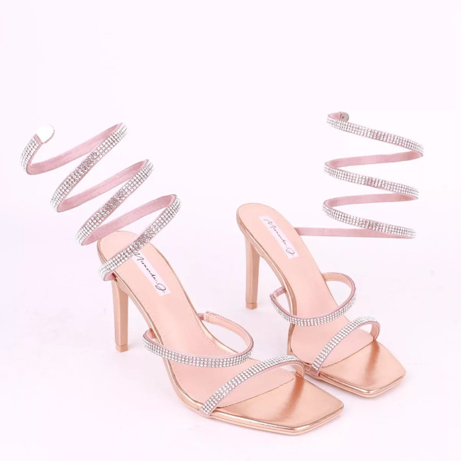 Day Wine Γυναικεία πέδιλα lace up με στρας  Y806