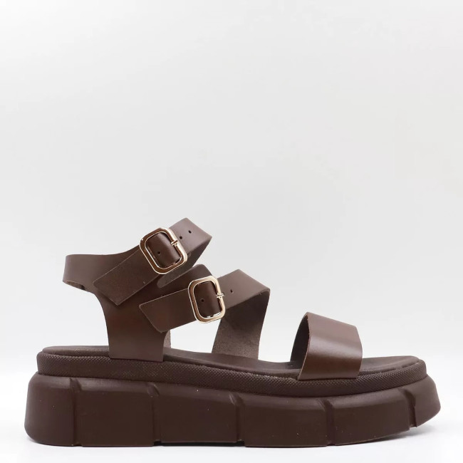 Δερμάτινα Flatform Σανδάλια με λοξώ λουράκι Lia's 900L