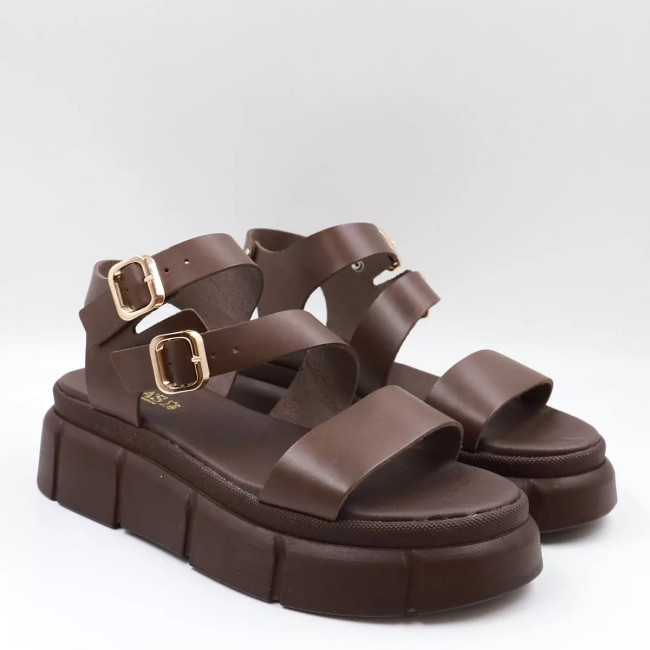 Δερμάτινα Flatform Σανδάλια με λοξώ λουράκι Lia's 900L
