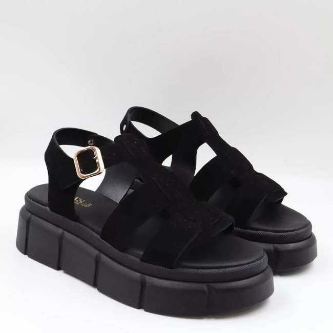 Δερμάτινα Flatform Σανδάλια με λουράκια Lia's 950L