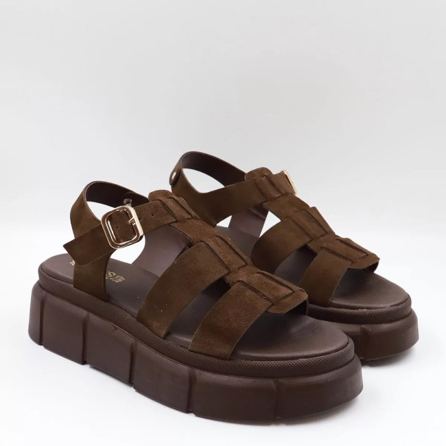 Δερμάτινα Flatform Σανδάλια με λουράκια Lia's 950L