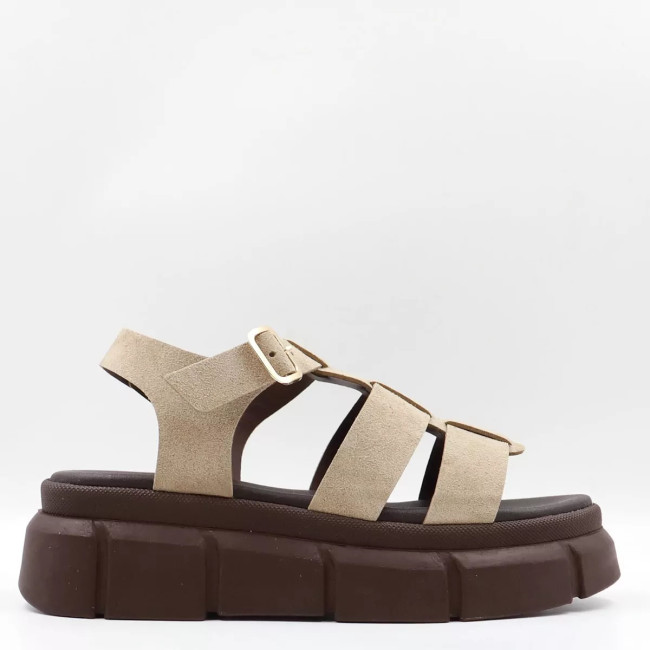 Δερμάτινα Flatform Σανδάλια με λουράκια Lia's 950L