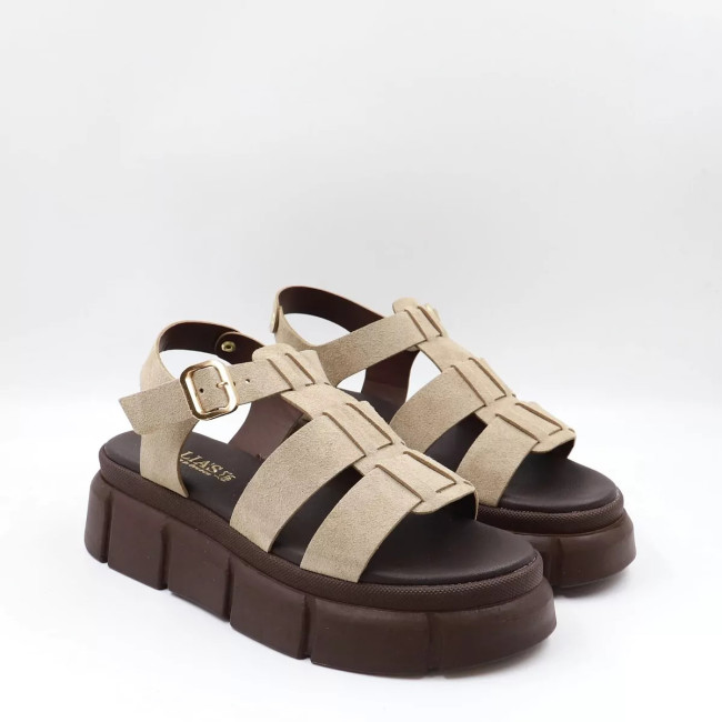 Δερμάτινα Flatform Σανδάλια με λουράκια Lia's 950L