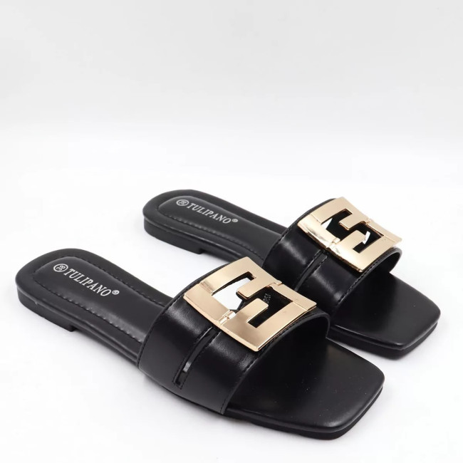 Flat σανδάλια με χρυσό τοκά P1745