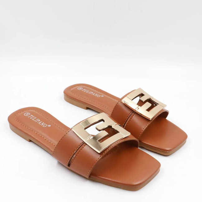 Flat σανδάλια με χρυσό τοκά P1745