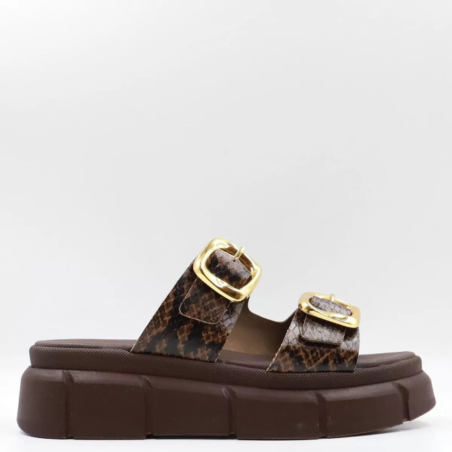 Flatform Δερμάτινα Σανδάλια με λουράκια 980L