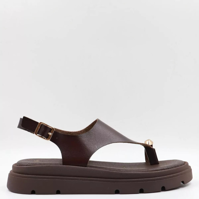 Flatform σανδάλια με χρυσό διακοσμητικό στο δάχτυλο Y2511