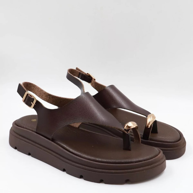 Flatform σανδάλια με χρυσό διακοσμητικό στο δάχτυλο Y2511