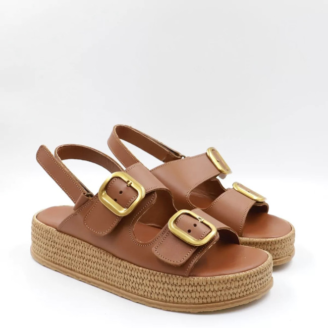 Flatforms Δερμάτινα με λουράκια 26131