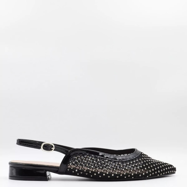 Γοβάκια μυτερά open heel με στρας Sweet shoes YL5022