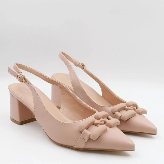 Γόβες open heel με διακοσμητική αγκράφα Diamantique 6301