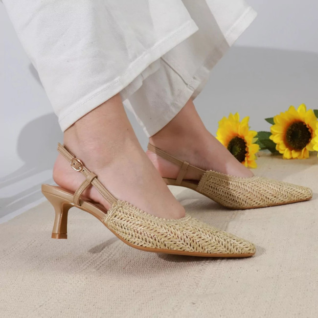 Γόβες open heel με ψάθα Sweet shoes 2787
