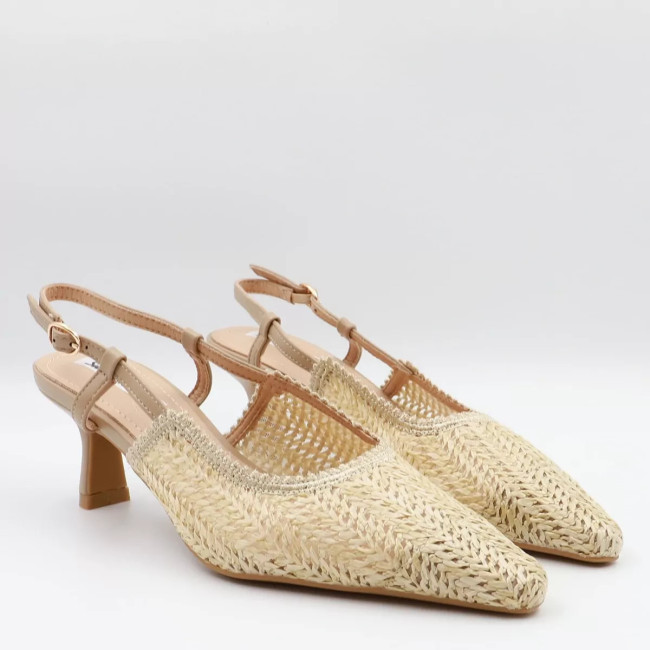 Γόβες open heel με ψάθα Sweet shoes 2787