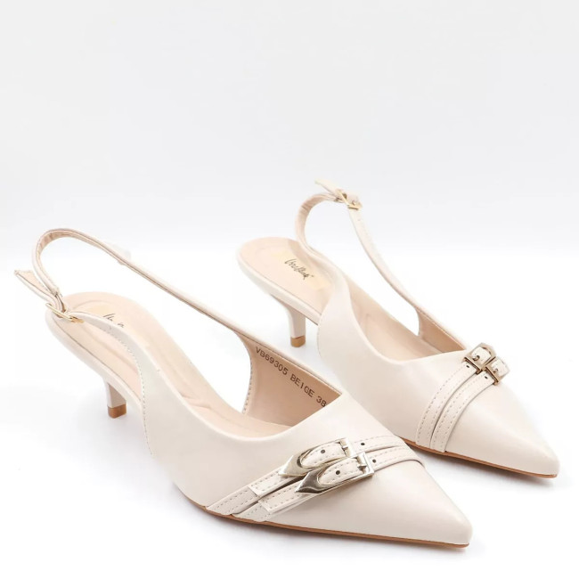 Γόβες openheel με διακοσμητικά λουράκια VB69305