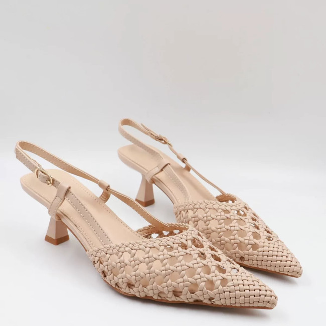Γόβες openheel με πλεκτό σχέδιο Χ888-10