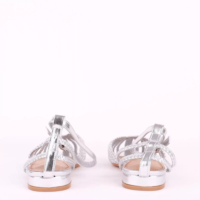 Γυναικεία flat σανδάλια με ψάθινη πλέξη Alta moda Q8288