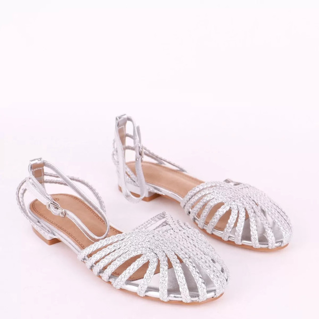 Γυναικεία flat σανδάλια με ψάθινη πλέξη Alta moda Q8288