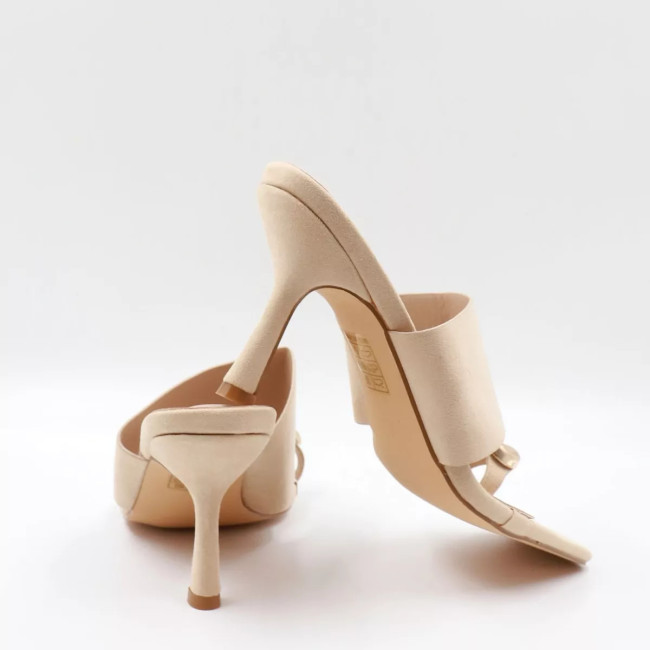 Mules με φάσα & χρυσό τοκά L8835