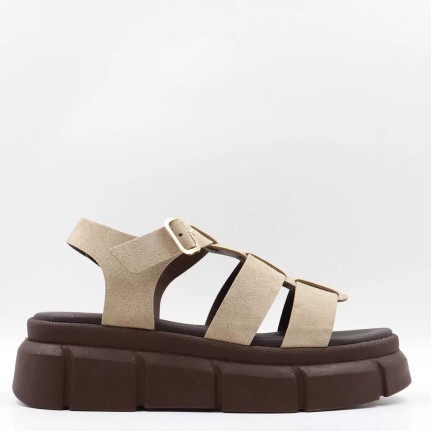 Δερμάτινα Flatform Σανδάλια με λουράκια Lia's 950L