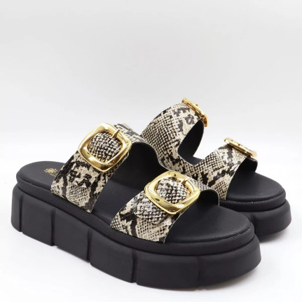 Flatform Δερμάτινα Σανδάλια με λουράκια 980L
