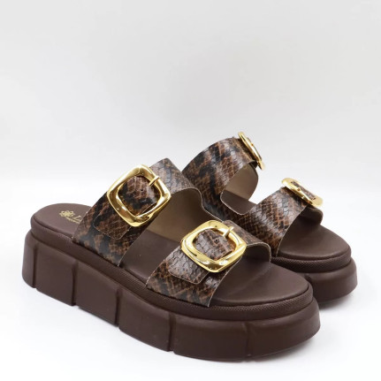 Flatform Δερμάτινα Σανδάλια με λουράκια 980L