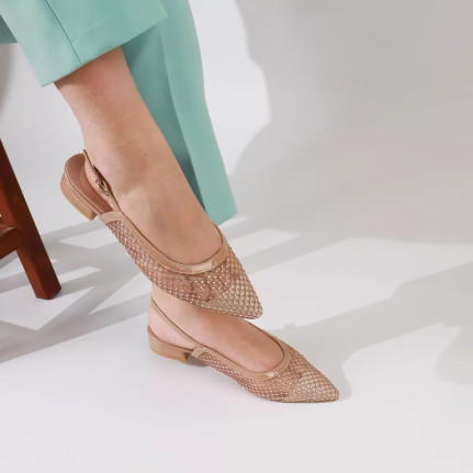 Γοβάκια μυτερά open heel με στρας Sweet shoes YL5022