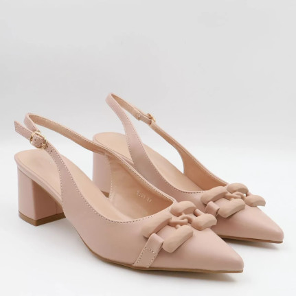 Γόβες open heel με διακοσμητική αγκράφα Diamantique 6301
