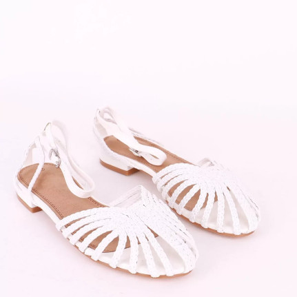 Γυναικεία flat σανδάλια με ψάθινη πλέξη Alta moda Q8288