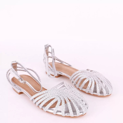 Γυναικεία flat σανδάλια με ψάθινη πλέξη Alta moda Q8288