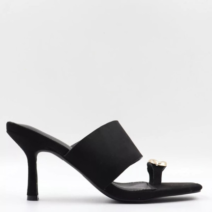 Mules με φάσα & χρυσό τοκά L8835