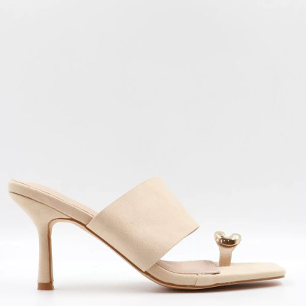Mules με φάσα & χρυσό τοκά L8835